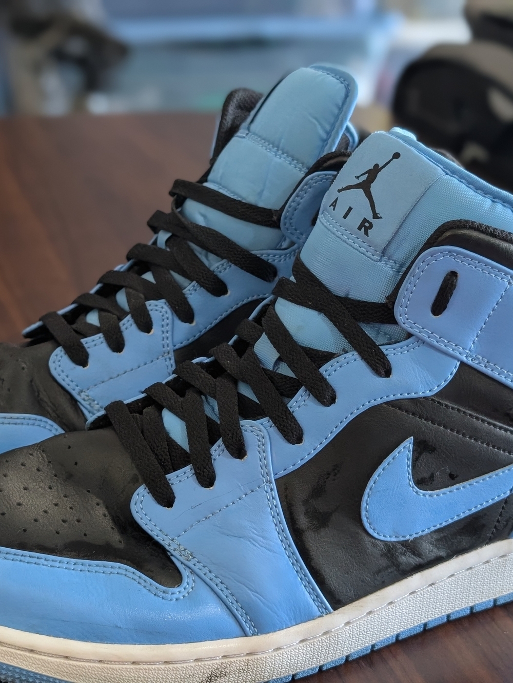 Jordan Men’s High-Top Sneakers in Light Blue & Black